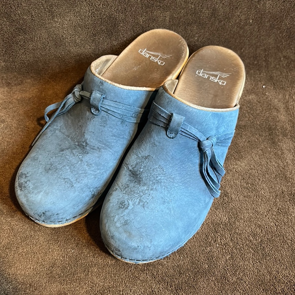 Dansko Blue Mule Clog 40 9 9.5 Comfort Heel Tassel